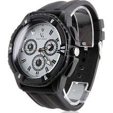 Men's Rubber Analog Quartz Watch Wrist (Black)