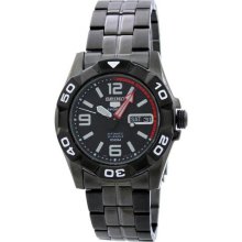 Men's Seiko 5 Sports Black Stainless Steel Case and Bracelet Black Dia