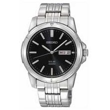 Men's Seiko Solar Watch with Black Dial (Model: SNE093) seiko