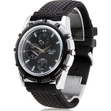 Men's Silicone Analog Quartz Wrist Watch 6553 gz0009002 (Black)