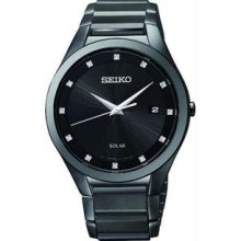 Men's Solar Stainless Steel Case and Bracelet Black Dial Date