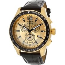 Men's Specialty Chronograph White Crystal Gold Dial Black Genuine ...