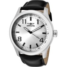 Men's Specialty Silver Dial Black Leather