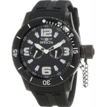 Men's Specialty Stainless Steel Case Rubber Strap Black Dial Day and