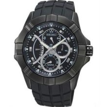 Men's Stainless Steel Case Chronograph Black Dial Rubber