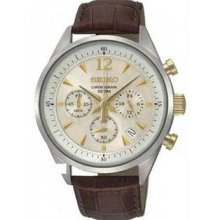 Men's Stainless Steel Case Chronograph Champagne Dial Date Display