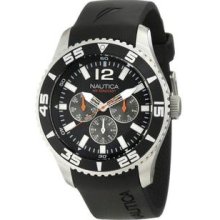 Men's Stainless Steel Case Black Dial Rubber Strap Day and Date