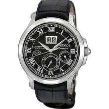 Men's Stainless Steel Case Kinetic Premier Perpetual Black Dial Month