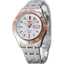 Men's Stainless Steel Case and Bracelet Silver Dial Day and Date