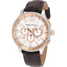 Men's Stainless Steel Case White and Rose Gold Dial Chronograph