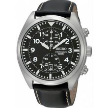 Men's Stainless Steel Chronograph Quartz Black Dial Strap