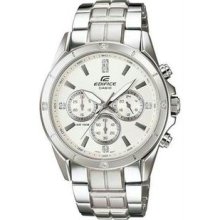 Men's Stainless Steel Edifice White Dial Diamonds Analog