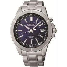 Men's Stainless Steel Kinetic Blue Dial Date