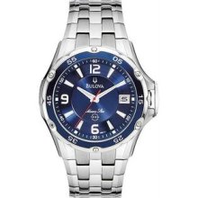 Men's Stainless Steel Marine Star Quartz Blue Dial Bezel Covered