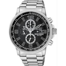 Men's Stainless Steel NightHawk Eco-Drive Chronograph Black