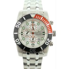 Men's Stainless Steel Ocean Master Diver Chronograph Silver Tone Dial