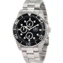 Men's Stainless Steel Pro DIver Quartz Chronograph Black Dial Bezel