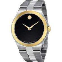 Men's Stainless Steel Quartz Black Dial Gold Hands Gold