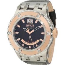Men's Stainless Steel Reserve Subaqua Rose Gold Dial Leather Strap