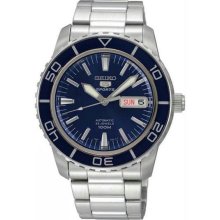 Men's Stainless Steel Seiko 5 Sports Automatic Blue Dial Bezel