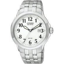 Men's Stainless Steel White Dial Eco-Drive