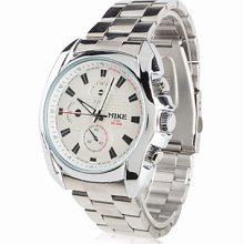 Men's Steel Analog Quartz Watch Wrist (Silver)