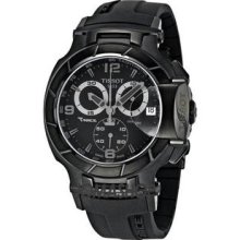 Men's T-Race Analog Chronograph Black Dial Black Rubber