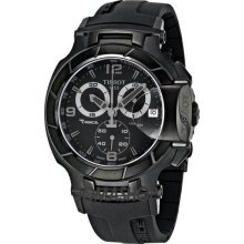 Men's T-Race Analog Chronograph Black Dial Black Rubber Strap