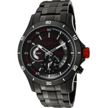 Men's Tech Alarm Black Dial Black Ion Plated Stainless Steel