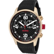 Men's Tech Chronograph Black Dial Rose Gold Tone IP SS Case Black