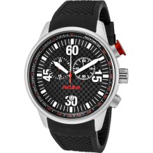 Men's Tech Chronograph Black Dial Black Textured Silicon