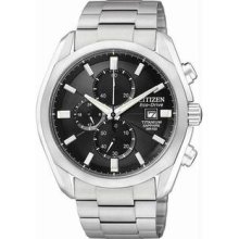 Men's Titanium Eco-Drive Chronograph Black Dial