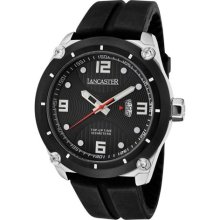 Men's Trendy Black Textured Dial Black IP Bezel Black Silicon ...