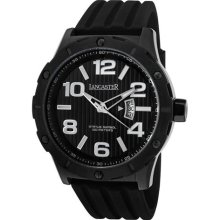 Men's Trendy Black Textured Dial Black IP Case Black Silicon ...