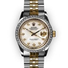 Men's Two Tone MoP String Dial Beadset Bezel Rolex Datejust