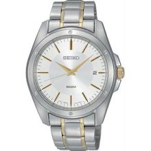 Men's Two Tone Stainless Steel Quartz Silver Dial Date