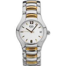 Men's Two Tone Stainless Steel Previa Quartz White Dial Midsize