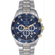 Men's Two Tone Stainless Steel Marine Star Chronograph Blue
