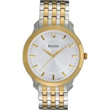 Men's Two Tone Stainless Steel Case and Bracelet Classic Dress Silver