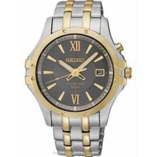 Men's Two Tone Stainless Steel Kinetic Gray Dial Date
