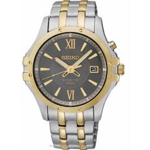 Men's Two Tone Stainless Steel Kinetic Gray Dial Date Display