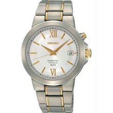 Men's Two Tone Titanium Kinetic Silver Tone Dial