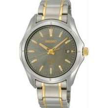 Men's Two Tone Titanium Solar Quartz Gray Dial Link