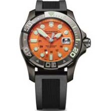 Men's Victorinox Swiss Army Dive Master 500 Black PVD Stainless Steel Watch with Orange Dial (Model: 241428) swiss army
