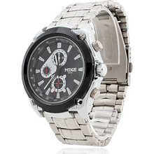 Men's Water Resistant Alloy Quartz Analog Wrist Watch (Silver)