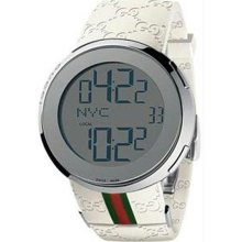 Men's White Rubber Strap Digital I-Gucci 114