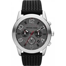 Michael Kors Chronograph Black Tread Texture Silicone Strap Mens Watch MK8293