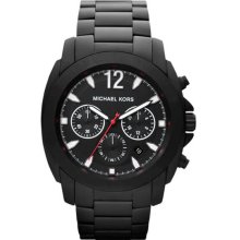 Michael Kors Men's Chronograph Black Stainless Steel Case and Bracelet Black Tone Dial Date Display MK8282