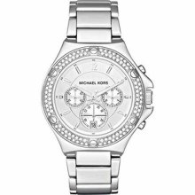 Michael Kors MK5566 Silver dial Ceramic Link Bracelet Quartz Chro ...