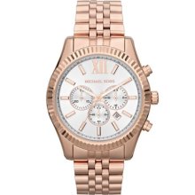 Michael Kors Oversize Rose Golden Stainless Steel Lexington Three-